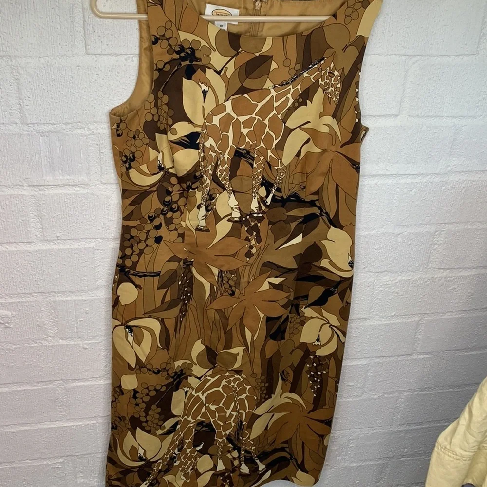Talbots Giraffe Brown Sheath Knee Length Vintage Dress size 10